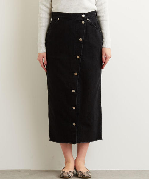 Lee（リー）の「LEE(リー) SC ボタンスリット スカート BK（スカート・レディース・ブラック・MEDIUM/SMALL）」の4枚目の写真