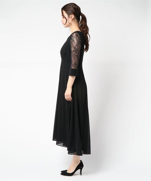 Fashion Letter（ファッションレター）の「レース袖セミロング 結婚式ワンピース パーティードレス（ドレス・レディース・ブラック/ダークグリーン/ネイビー/ブルー系その他/パープル系その他・38(M)）」の14枚目の写真