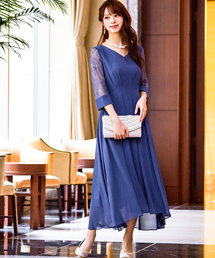 Fashion Letter | レース袖セミロング 結婚式ワンピース パーティードレス(ドレス)