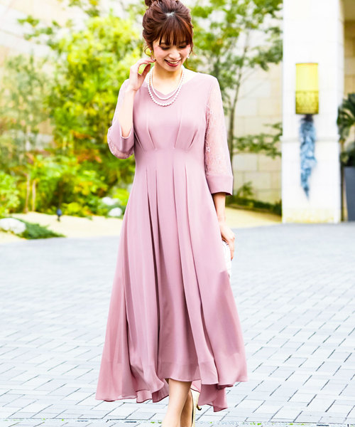 Fashion Letter（ファッションレター）の「レース袖セミロング 結婚式ワンピース パーティードレス（ドレス・レディース・ブラック/ダークグリーン/ネイビー/ブルー系その他/パープル系その他・38(M)）」の13枚目の写真