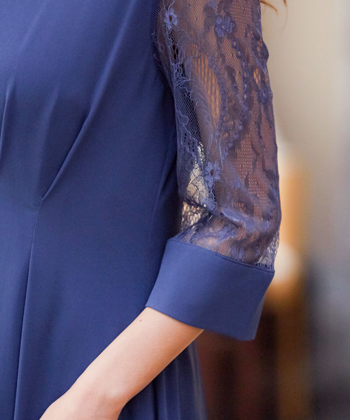 Fashion Letter（ファッションレター）の「レース袖セミロング 結婚式ワンピース パーティードレス（ドレス・レディース・ブラック/ダークグリーン/ネイビー/ブルー系その他/パープル系その他・38(M)）」の18枚目の写真