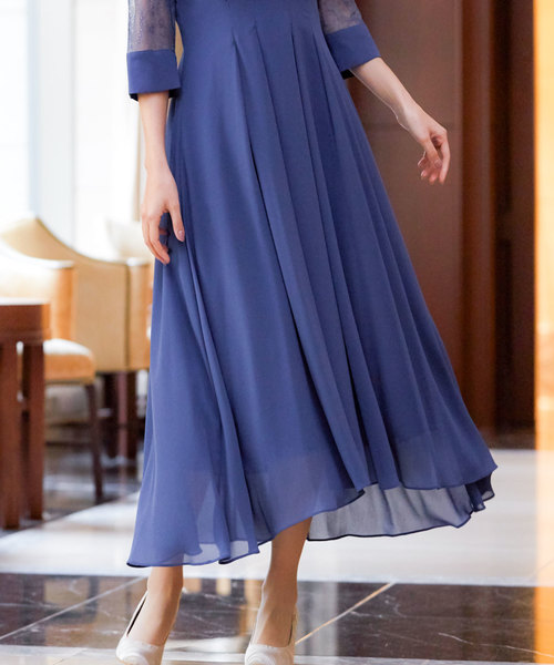 Fashion Letter（ファッションレター）の「レース袖セミロング 結婚式ワンピース パーティードレス（ドレス・レディース・ブラック/ダークグリーン/ネイビー/ブルー系その他/パープル系その他・38(M)）」の9枚目の写真
