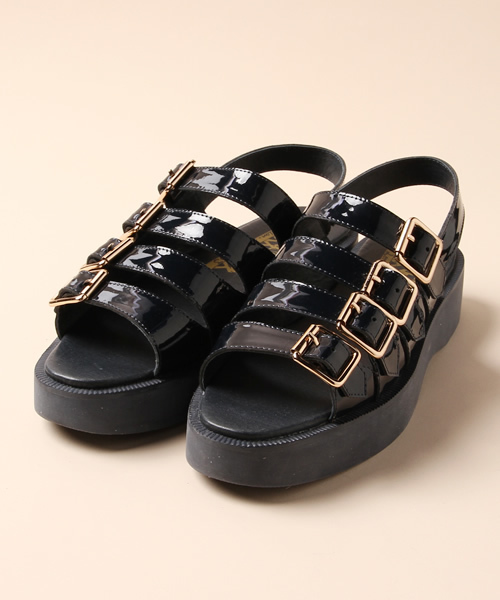 Ray BEAMS（レイビームス）の「○F-TROUPE / パテント 4ストラップ サンダル（サンダル・レディース・ネイビー・36/35/38/37/39）」の2枚目の写真