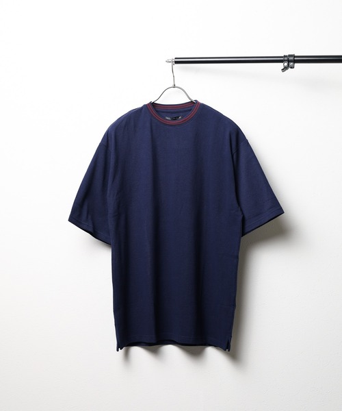 Bling Leads(ブリングリーズ)の「【Bl】鹿の子ライン入り刺繍クルーTシャツ(Tシャツ/カットソー・メンズ・ホワイト/チャコールグレー/ブラック/ネイビー/カーキ/サックスブルー/ピンク/ワイン・MEDIUM/LARGE/X-LARGE)」の1枚目の写真