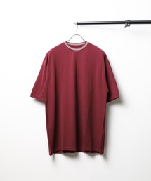 【Bl】鹿の子ライン入り刺繍クルーTシャツ