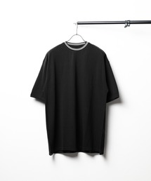 【Bl】鹿の子ライン入り刺繍クルーTシャツ