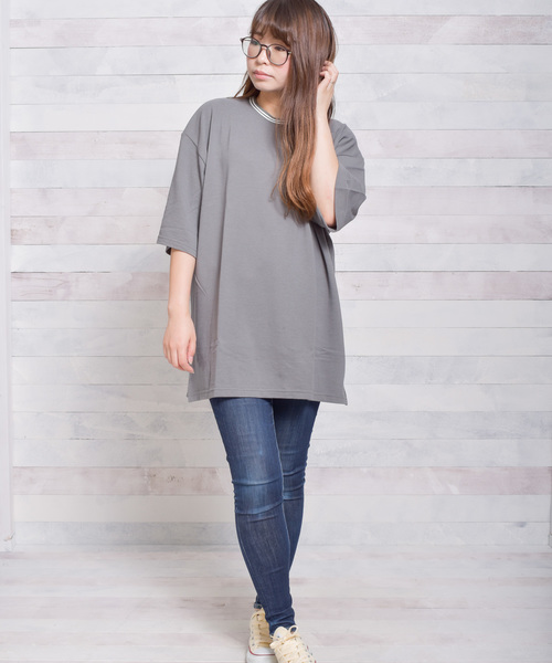 Bling Leads(ブリングリーズ)の「【Bl】鹿の子ライン入り刺繍クルーTシャツ(Tシャツ/カットソー・メンズ・ホワイト/チャコールグレー/ブラック/ネイビー/カーキ/サックスブルー/ピンク/ワイン・MEDIUM/LARGE/X-LARGE)」の13枚目の写真