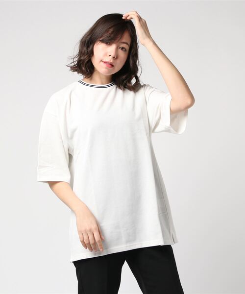 Bling Leads(ブリングリーズ)の「【Bl】鹿の子ライン入り刺繍クルーTシャツ(Tシャツ/カットソー・メンズ・ホワイト/チャコールグレー/ブラック/ネイビー/カーキ/サックスブルー/ピンク/ワイン・MEDIUM/LARGE/X-LARGE)」の20枚目の写真