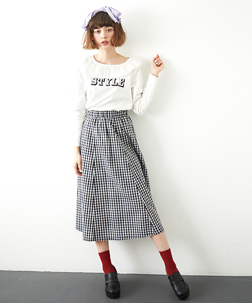 WEGO（ウィゴー）の「WEGO/ミドルフレアスカート（スカート・レディース・ブラック/ネイビー/その他1/その他2・FREE）」の2枚目の写真