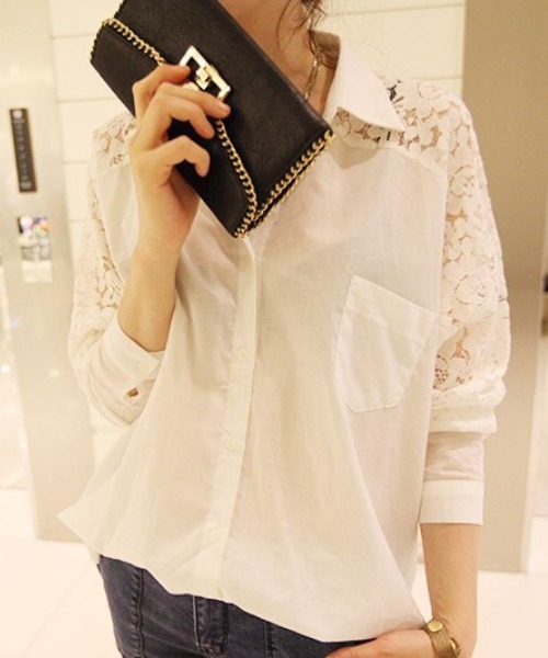 Amulet（アミュレット）の「レースシフォンシャツ（シャツ/ブラウス・レディース・ブラック/ホワイト・M/XL/L）」の15枚目の写真