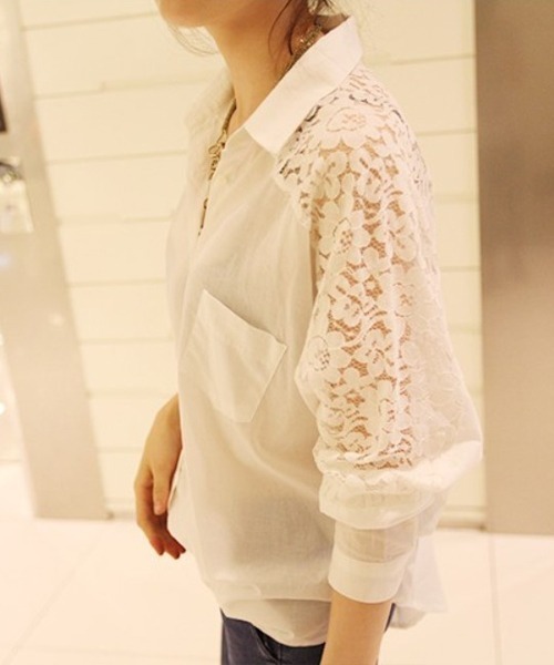 Amulet（アミュレット）の「レースシフォンシャツ（シャツ/ブラウス・レディース・ブラック/ホワイト・M/XL/L）」の13枚目の写真