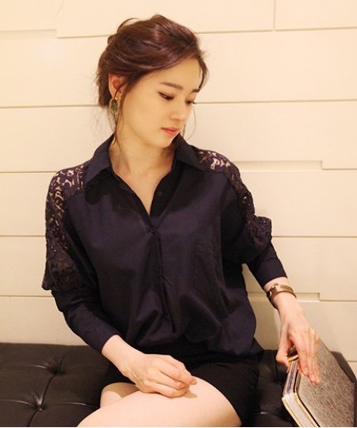 Amulet（アミュレット）の「レースシフォンシャツ（シャツ/ブラウス・レディース・ブラック/ホワイト・M/XL/L）」の5枚目の写真