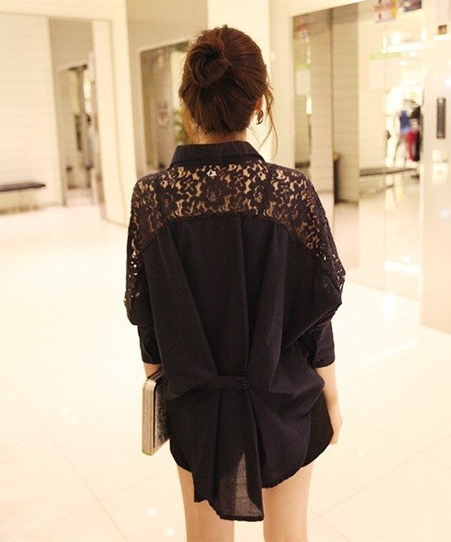 Amulet（アミュレット）の「レースシフォンシャツ（シャツ/ブラウス・レディース・ブラック/ホワイト・M/XL/L）」の4枚目の写真