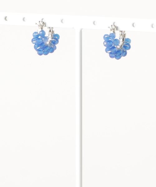 【marinaJEWELRY】SV925SF/AAA Blue Agate wrapped pierced earring（ピアス（両耳用））｜tone（トーン）