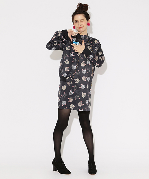 mmts(マミタス)の「mmts / 猫だらけ ブルゾン(ブルゾン・レディース・ネイビー/ピンク・ONE SIZE)」の13枚目の写真