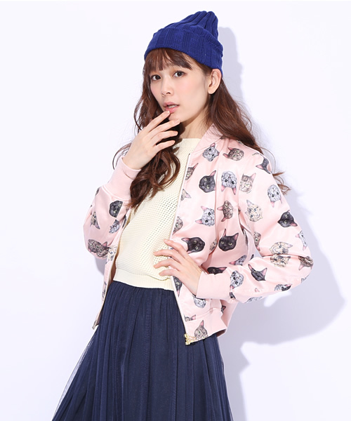 mmts(マミタス)の「mmts / 猫だらけ ブルゾン(ブルゾン・レディース・ネイビー/ピンク・ONE SIZE)」の10枚目の写真