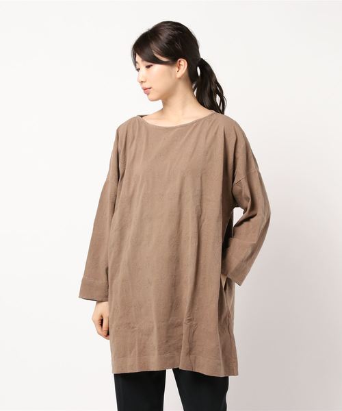 PUAL CE CIN(ピュアルセシン)の「ボタニカル刺繍チュニック(Tシャツ/カットソー・レディース・ブラック/ベージュ/アイボリー/キャメル・FREE)」の9枚目の写真