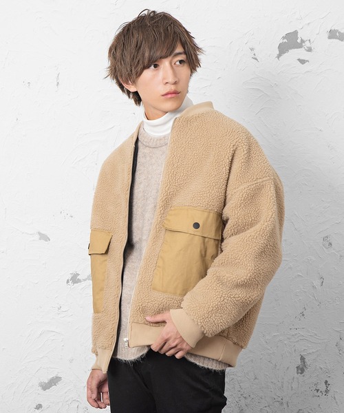 MinoriTY（マイノリティ）の「メンズボアビッグシルエットミリタリーMA-1 ジャケット（ミリタリージャケット・メンズ・ブラック/ダークグリーン/モカ/パープル系その他・M/L）」の3枚目の写真