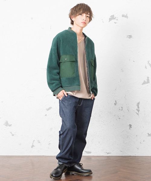 MinoriTY（マイノリティ）の「メンズボアビッグシルエットミリタリーMA-1 ジャケット（ミリタリージャケット・メンズ・ブラック/ダークグリーン/モカ/パープル系その他・M/L）」の9枚目の写真