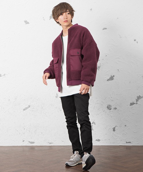 MinoriTY（マイノリティ）の「メンズボアビッグシルエットミリタリーMA-1 ジャケット（ミリタリージャケット・メンズ・ブラック/ダークグリーン/モカ/パープル系その他・M/L）」の11枚目の写真