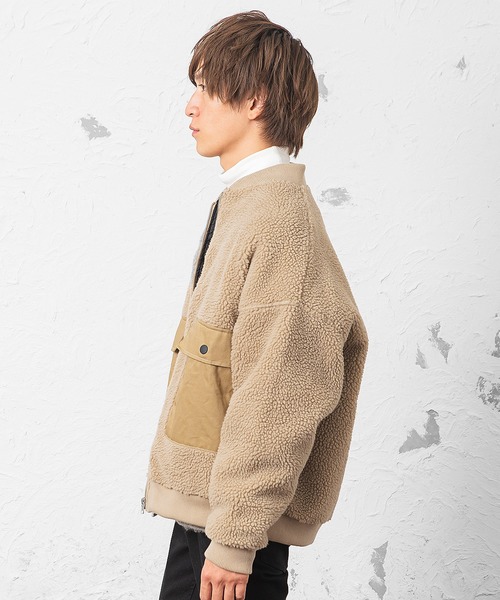 MinoriTY（マイノリティ）の「メンズボアビッグシルエットミリタリーMA-1 ジャケット（ミリタリージャケット・メンズ・ブラック/ダークグリーン/モカ/パープル系その他・M/L）」の18枚目の写真