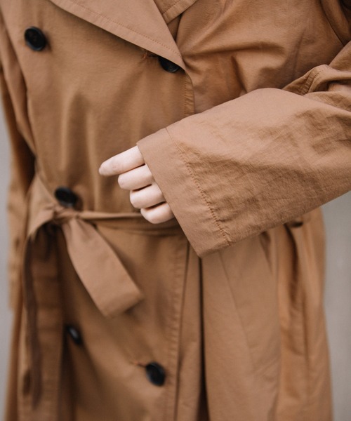Munich（ミューニック）の「ナイロンコットンタフタ軽量トレンチコート（トレンチコート・レディース・アイボリー/ブルーグレー/ブラック/ブラウン・S/XS）」の13枚目の写真