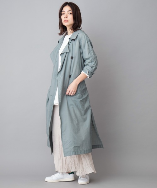 Munich（ミューニック）の「ナイロンコットンタフタ軽量トレンチコート（トレンチコート・レディース・アイボリー/ブルーグレー/ブラック/ブラウン・S/XS）」の16枚目の写真