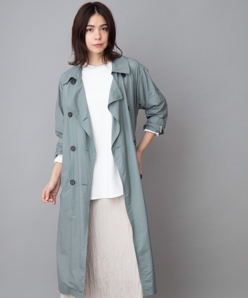 Munich（ミューニック）の「ナイロンコットンタフタ軽量トレンチコート（トレンチコート・レディース・アイボリー/ブルーグレー/ブラック/ブラウン・S/XS）」の17枚目の写真