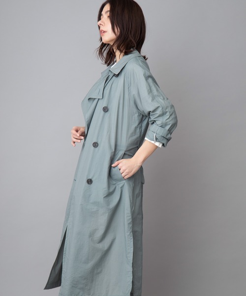 Munich（ミューニック）の「ナイロンコットンタフタ軽量トレンチコート（トレンチコート・レディース・アイボリー/ブルーグレー/ブラック/ブラウン・S/XS）」の18枚目の写真