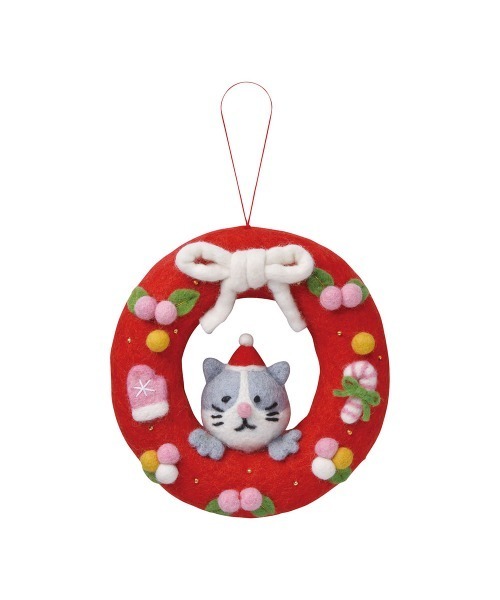 MARK'S(マークス)の「フェルトクリスマスリース/モココ(インテリアアクセサリー)」|レッド