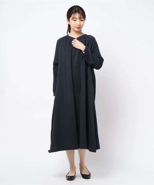 rps（アールピーエス）の「ダブルガーゼラグランスリーブギャザーワンピース（ワンピース・レディース・チャコールグレー/ベージュ/オフホワイト・M）」の11枚目の写真