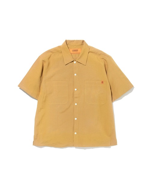 UNIVERSAL OVERALL(ユニバーサルオーバーオール)の「UNIVERSAL OVERALL × JACK & MARIE LINEN MIX OPEN COLOR SHIRT (2Colors)(ユニバーサルオーバーオール ジャックアンドマリー リネン ミックス オープンカラーシャツ)(Unisex)(シャツ/ブラウス・メンズ・サンドベージュ/オリーブドラブ・XS/S/M/L)」の7枚目の写真
