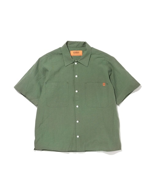 UNIVERSAL OVERALL(ユニバーサルオーバーオール)の「UNIVERSAL OVERALL × JACK & MARIE LINEN MIX OPEN COLOR SHIRT (2Colors)(ユニバーサルオーバーオール ジャックアンドマリー リネン ミックス オープンカラーシャツ)(Unisex)(シャツ/ブラウス・メンズ・サンドベージュ/オリーブドラブ・XS/S/M/L)」の6枚目の写真