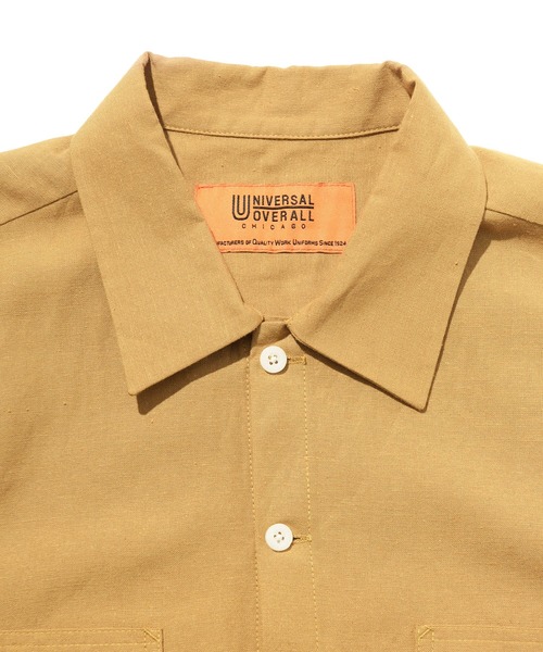 UNIVERSAL OVERALL(ユニバーサルオーバーオール)の「UNIVERSAL OVERALL × JACK & MARIE LINEN MIX OPEN COLOR SHIRT (2Colors)(ユニバーサルオーバーオール ジャックアンドマリー リネン ミックス オープンカラーシャツ)(Unisex)(シャツ/ブラウス・メンズ・サンドベージュ/オリーブドラブ・XS/S/M/L)」の3枚目の写真