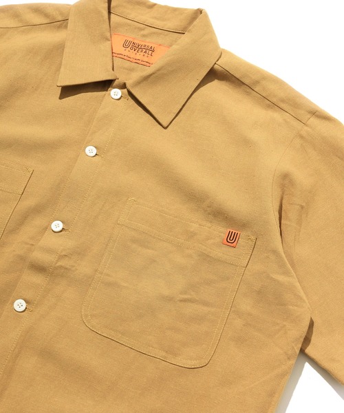 UNIVERSAL OVERALL(ユニバーサルオーバーオール)の「UNIVERSAL OVERALL × JACK & MARIE LINEN MIX OPEN COLOR SHIRT (2Colors)(ユニバーサルオーバーオール ジャックアンドマリー リネン ミックス オープンカラーシャツ)(Unisex)(シャツ/ブラウス・メンズ・サンドベージュ/オリーブドラブ・XS/S/M/L)」の9枚目の写真
