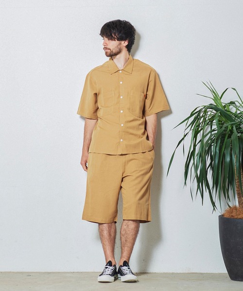 UNIVERSAL OVERALL(ユニバーサルオーバーオール)の「UNIVERSAL OVERALL × JACK & MARIE LINEN MIX OPEN COLOR SHIRT (2Colors)(ユニバーサルオーバーオール ジャックアンドマリー リネン ミックス オープンカラーシャツ)(Unisex)(シャツ/ブラウス・メンズ・サンドベージュ/オリーブドラブ・XS/S/M/L)」の15枚目の写真