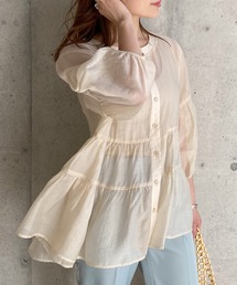 KOBE LETTUCE | バンドカラーシアーティアードブラウス(シャツ/ブラウス)