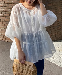 KOBE LETTUCE | バンドカラーシアーティアードブラウス(シャツ/ブラウス)