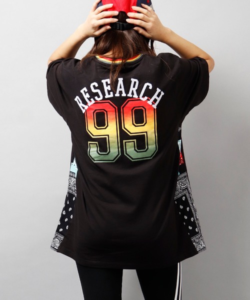 セール Lrg ロゴプリント刺繍 ペイズリー柄サイド切替 半袖tシャツ Tシャツ カットソー Lrg エルアールジー のファッション通販 Zozotown