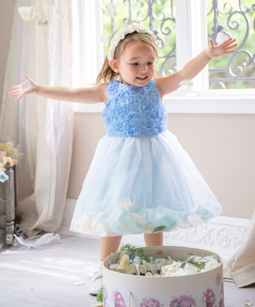 Catherine Cottage（キャサリンコテージ）の「バラチュール 裾花びらベビードレス（ドレス・キッズ・ライラック/オフホワイト/サックスブルー/ピンク・80/90）」の18枚目の写真