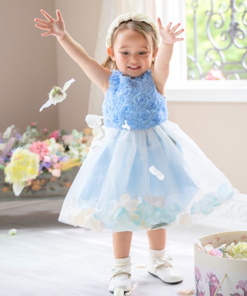 Catherine Cottage（キャサリンコテージ）の「バラチュール 裾花びらベビードレス（ドレス・キッズ・ライラック/オフホワイト/サックスブルー/ピンク・80/90）」の21枚目の写真