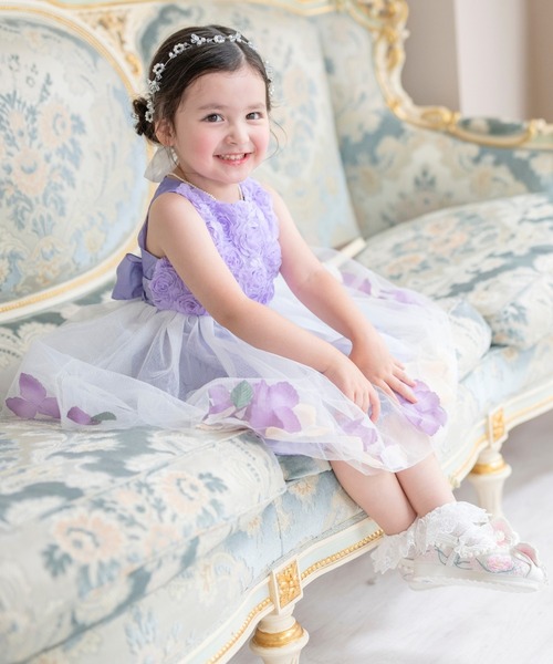 Catherine Cottage（キャサリンコテージ）の「バラチュール 裾花びらベビードレス（ドレス・キッズ・ライラック/オフホワイト/サックスブルー/ピンク・80/90）」の22枚目の写真