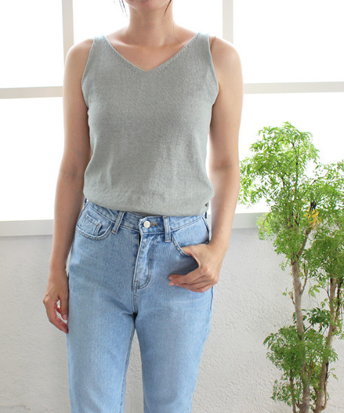 本物の セール】Vネックリネンタンクトップ（タンクトップ）｜MODE ROBE トップス