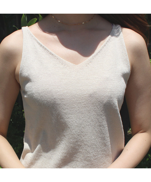 ネストローブ　リネンタンクトップ MODE ROBE タンクトップ ノースリーブ Vネックリネンタンク