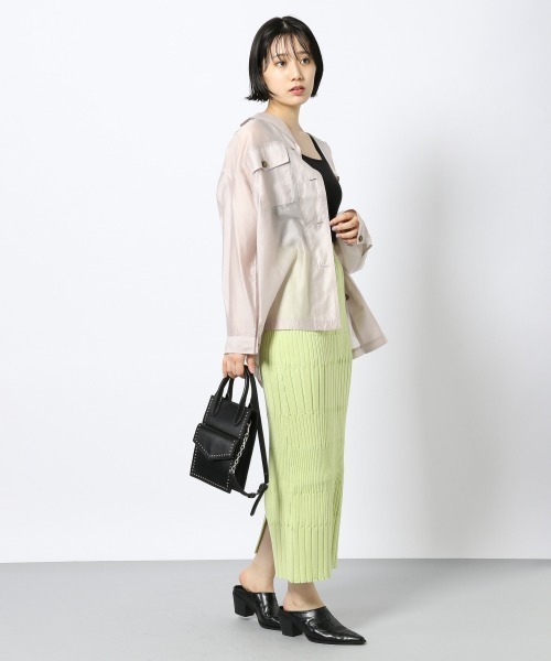 PAGEBOY(ページボーイ)の「ヘンケイリブニットスカート(スカート・レディース・オフホワイト/ブラック/ライム・FREE)」の5枚目の写真