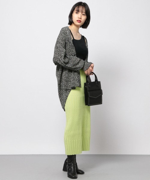 PAGEBOY(ページボーイ)の「ヘンケイリブニットスカート(スカート・レディース・オフホワイト/ブラック/ライム・FREE)」の17枚目の写真