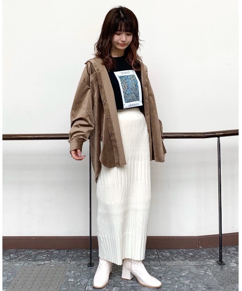 PAGEBOY(ページボーイ)の「ヘンケイリブニットスカート(スカート・レディース・オフホワイト/ブラック/ライム・FREE)」の21枚目の写真