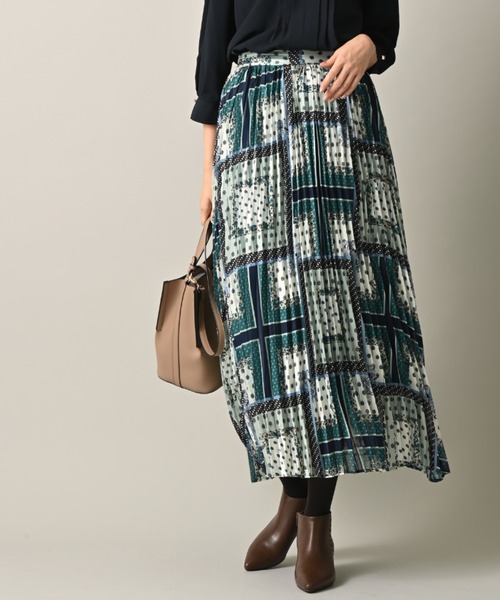 INTERPLANET（インタープラネット）の「シアーランダムパネルプリントスカート（スカート・レディース・グリーン/ブラウン/ベージュ・FREE）」の3枚目の写真