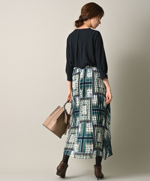 INTERPLANET（インタープラネット）の「シアーランダムパネルプリントスカート（スカート・レディース・グリーン/ブラウン/ベージュ・FREE）」の6枚目の写真