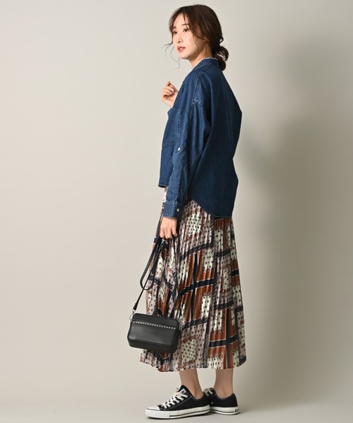 INTERPLANET（インタープラネット）の「シアーランダムパネルプリントスカート（スカート・レディース・グリーン/ブラウン/ベージュ・FREE）」の12枚目の写真